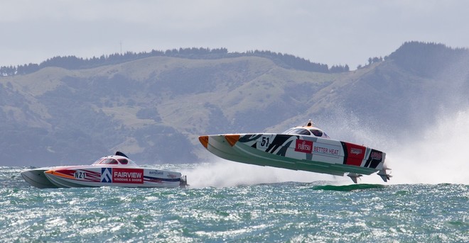 Fairview and Fujitsu Better Heat battle once more at Whitianga - Round 5,  2012 New Zealand Powerboat series  © Cathy Vercoe LuvMyBoat.com http://www.luvmyboat.com